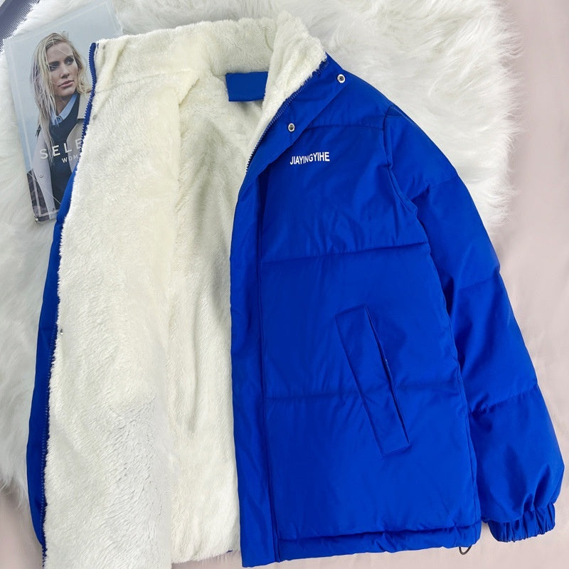 Winter New Padded Coat Hong Kong Style Loose Down Cotton-padded Jacket Fleece-lined