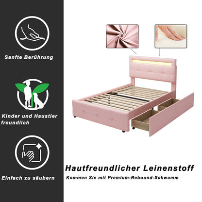 Einzelbett Mit Leinenpolsterung