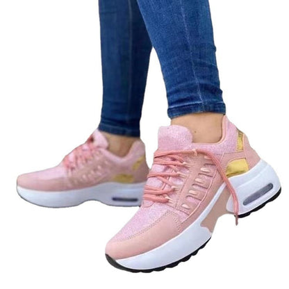 Lace Up Sneakers Women Wedge Heel Running Sports Shoes