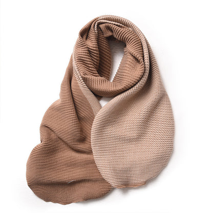 Gradient Mixed-color Scarf Winter Double-sided Wrinkled Imitation Cashmere Scarf Popular Versatile And Elegant Shawl For Women