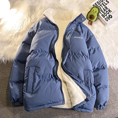 Winter New Padded Coat Hong Kong Style Loose Down Cotton-padded Jacket Fleece-lined